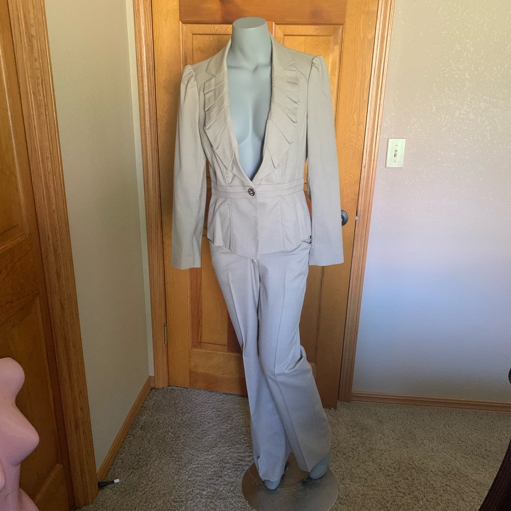 Tan modern boot cut dress pants